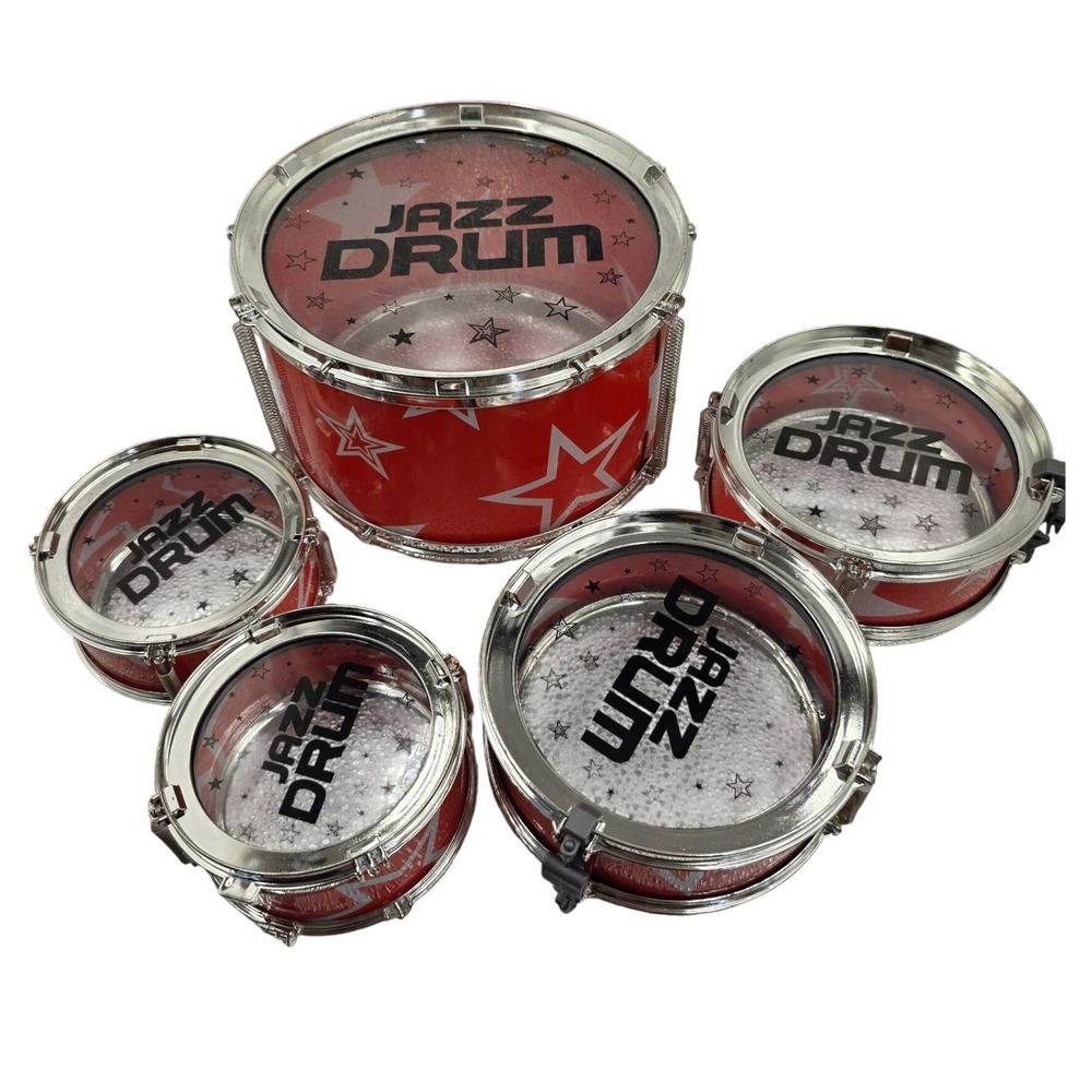 Jazz Drum Toy Drum Set Replacement Parts Red Stars 5 Piece Set Kids Musical O2